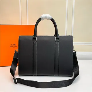 Hermès Black White Structured Leather Perforated H Logo Tote Bag 14