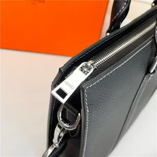 Hermès Black White Structured Leather Perforated H Logo Tote Bag 15