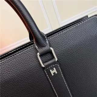 Hermès Black White Structured Leather Perforated H Logo Tote Bag 17