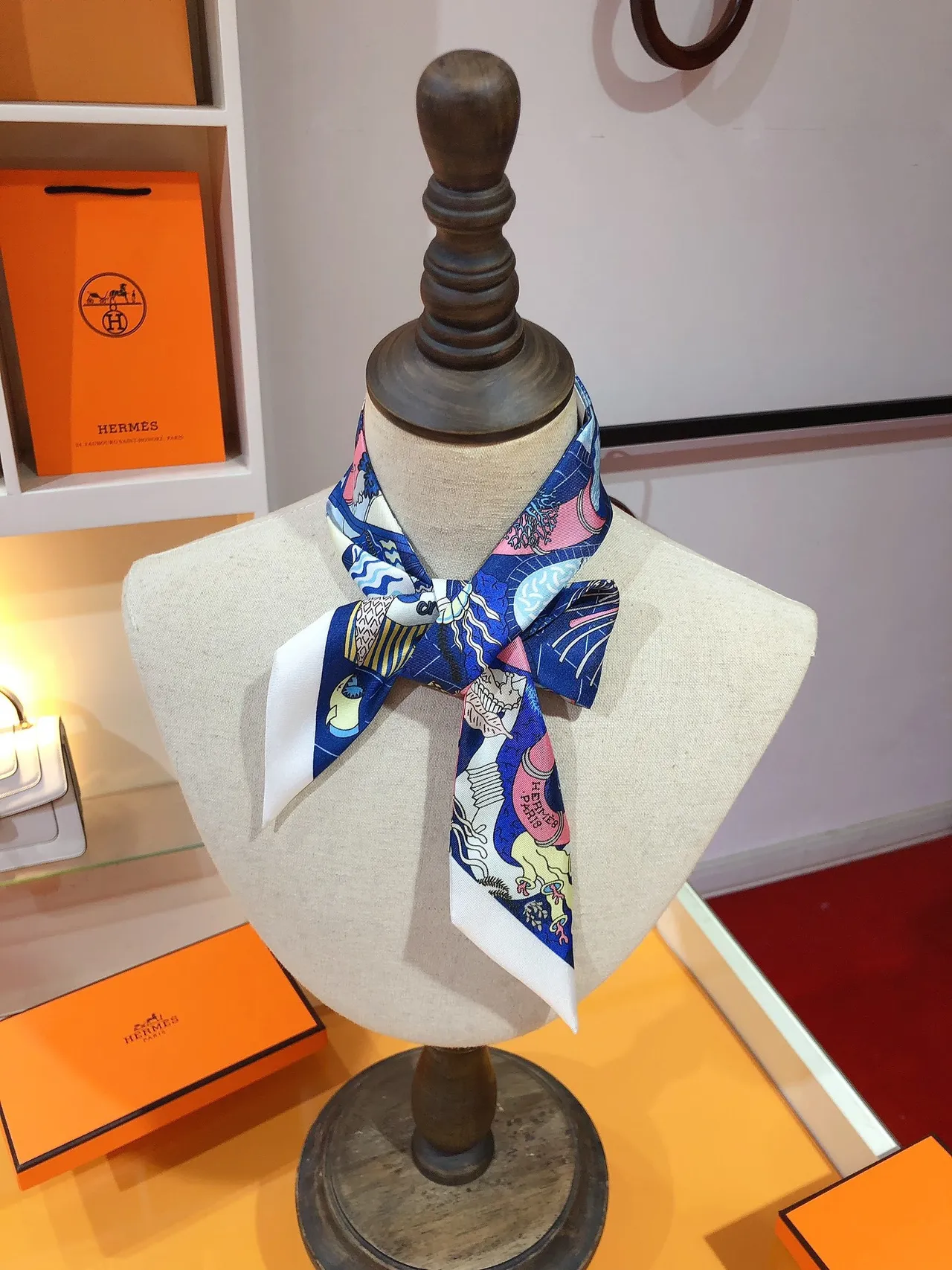 Hermès Blue Multicolor Printed Mythological Illustration Silk Scarf 1