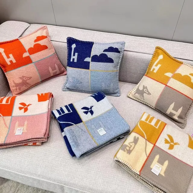 Hermès Bleu Blanc Tissé Laine Texturé Motif Géométrique Étoile Écharpe 5
