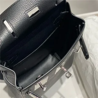 Hermès Brown Silver Pebbled Leather Flap-Top Closure Tote Bag 4
