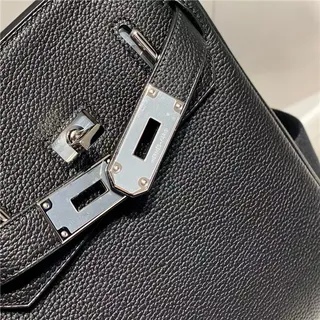 Hermès Brown Silver Pebbled Leather Flap-Top Closure Tote Bag 5