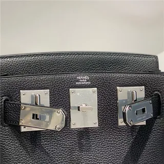 Hermès Brown Silver Pebbled Leather Flap-Top Closure Tote Bag 6