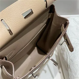 Hermès Brown Silver Pebbled Leather Flap-Top Closure Tote Bag 13