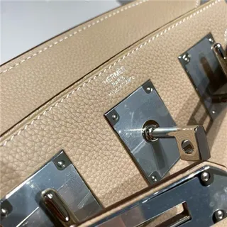 Hermès Brown Silver Pebbled Leather Flap-Top Closure Tote Bag 14