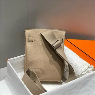 Hermès Brown Silver Pebbled Leather Flap-Top Closure Tote Bag 18