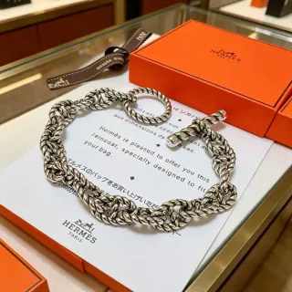 Hermès Chaîne d'Ancre Twisted Rope-Link Silver-Tone Bracelet