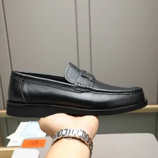 Hermès Chypre Loafer Black Pebbled Leather Slip-On Loafer