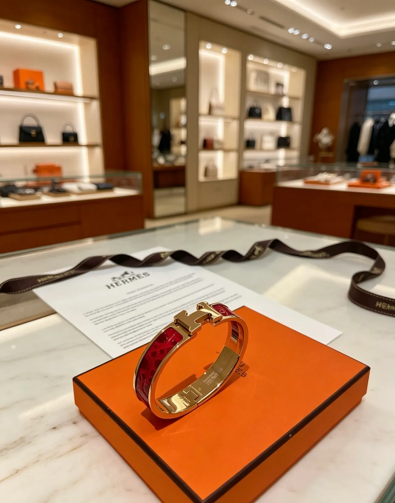 Hermès Clic H Red Enamel Gold-Tone Bracelet 3