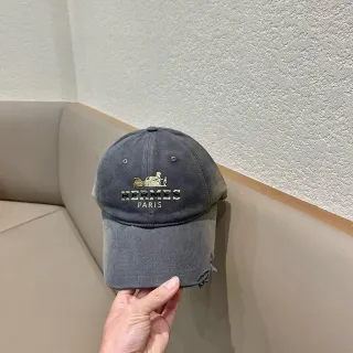 Hermès Embroidered Calèche Logo Washed Charcoal Baseball Cap