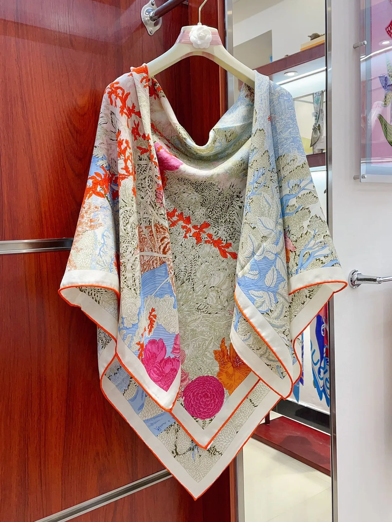 Hermès Floral Print Multicolor Silk Scarf 7