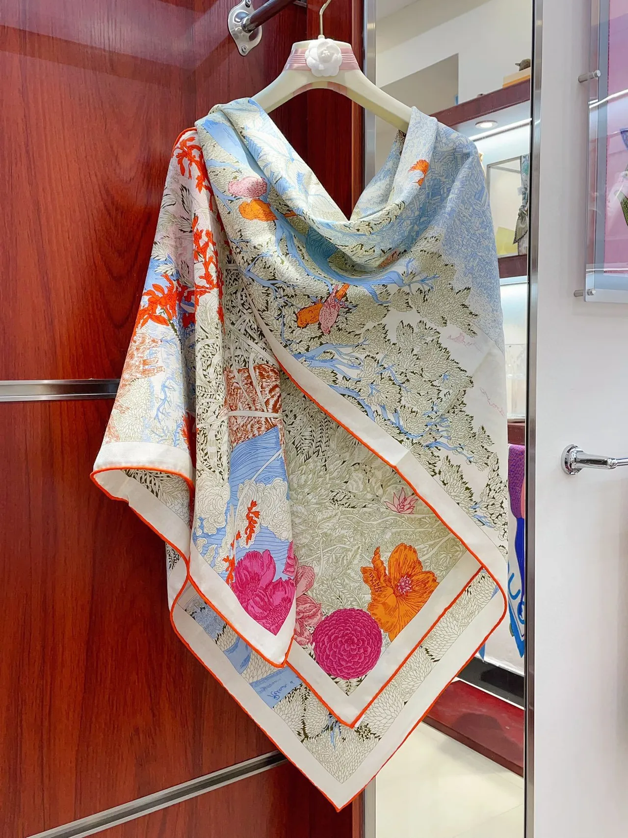 Hermès Floral Print Multicolor Silk Scarf 8