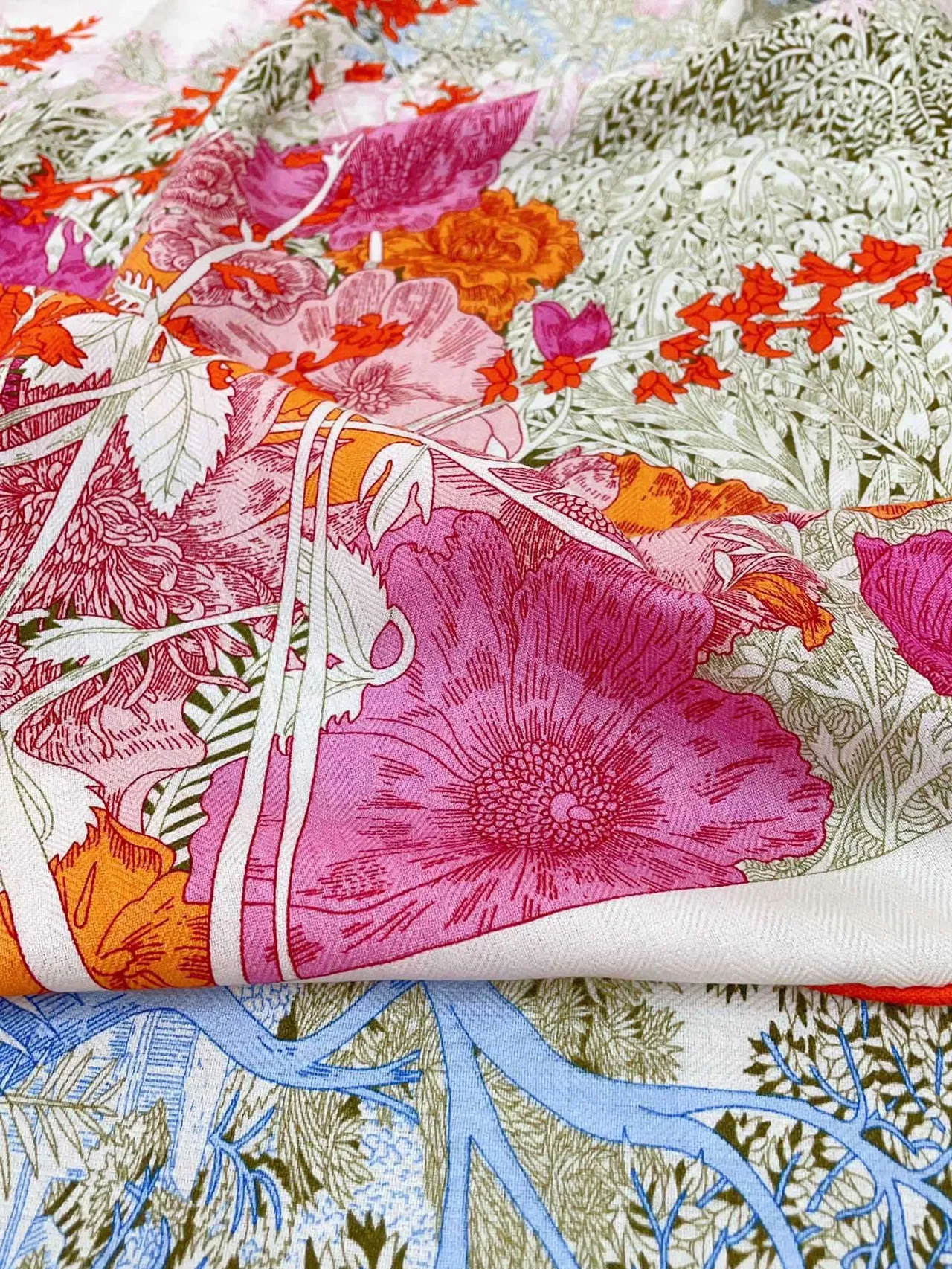 Hermès Floral Print Multicolor Silk Scarf 9