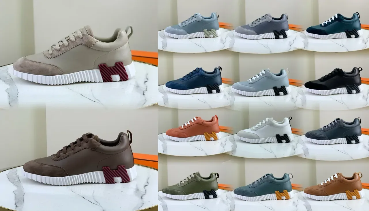 Hermès Gray Leather-Suede Lifestyle Sneakers 3