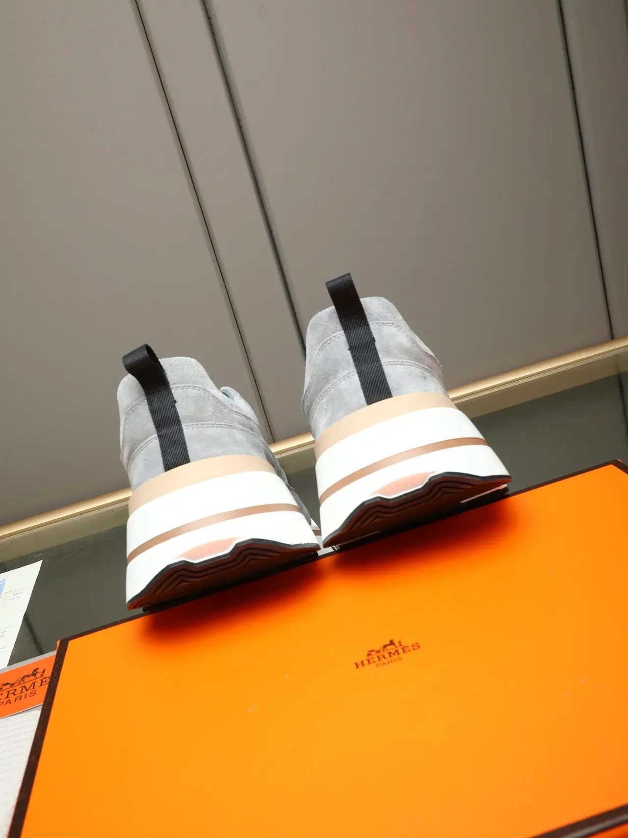 Hermès Gray Suede Chunky Sole Lifestyle Sneaker 3