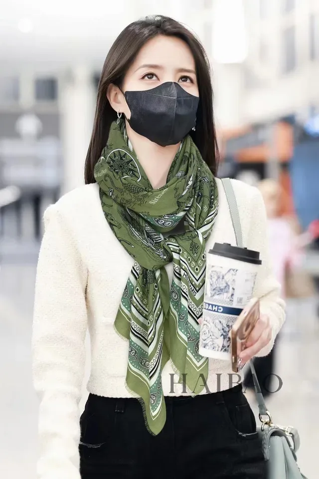 Hermès Green White Nautical Print Bordered Edges Silk Scarf 2