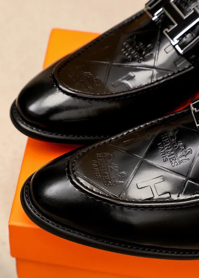 Hermès H-Buckle Loafers Cuir Noir Poli 8
