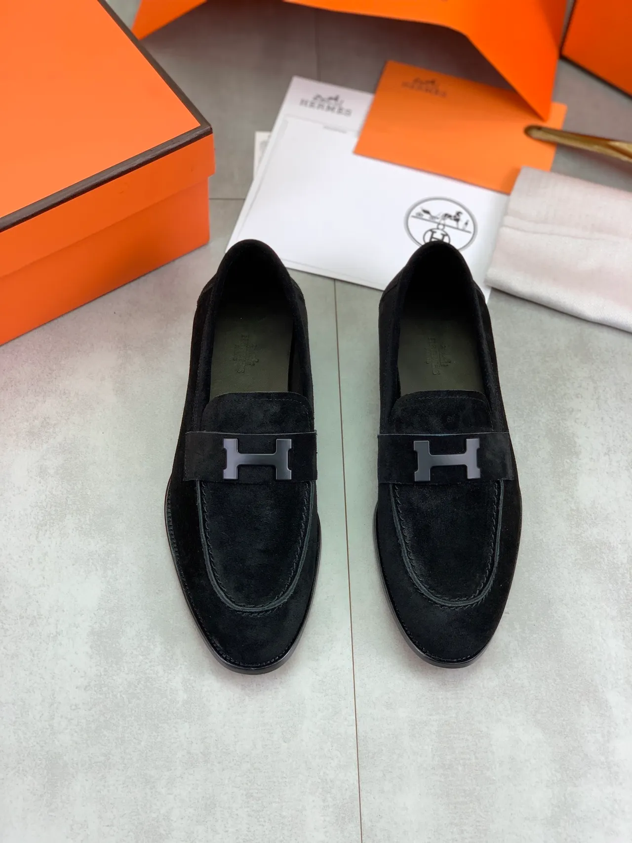 Hermès H Loafer Black Suede Loafers 5