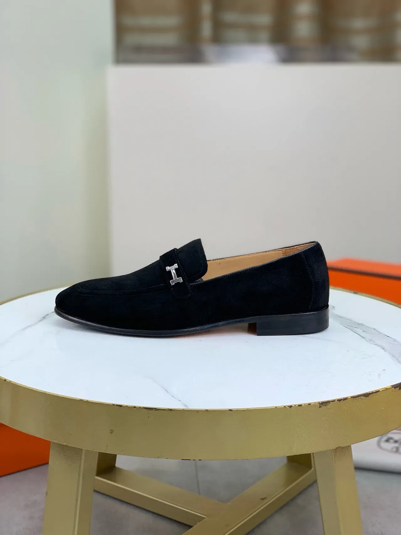 Hermès H-Loafer Black Suede Loafers 6
