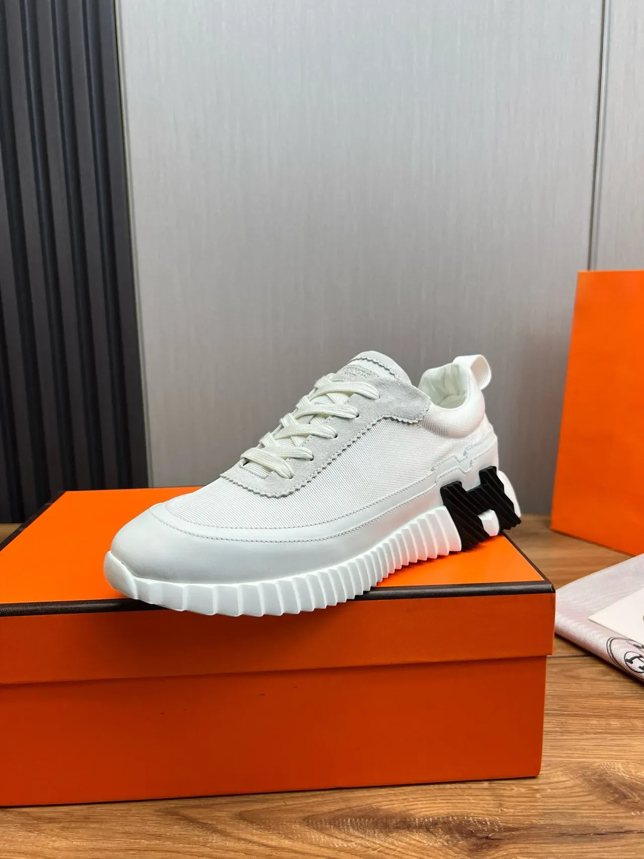 Hermès H-Ride White and Black Lifestyle Sneakers 2