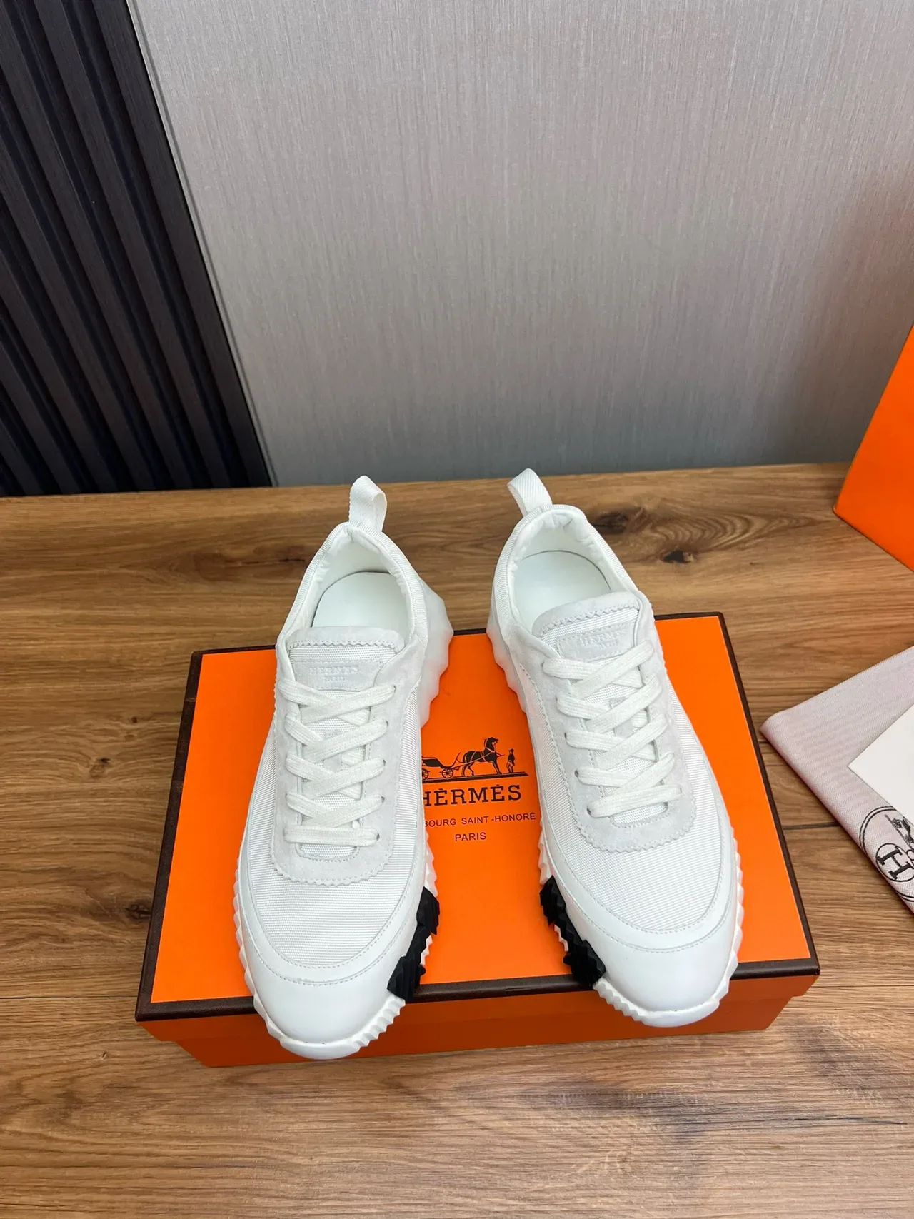 Hermès H-Ride White and Black Lifestyle Sneakers 3