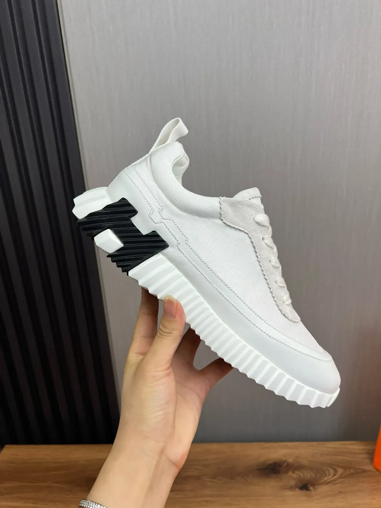 Hermès H-Ride White and Black Lifestyle Sneakers 7