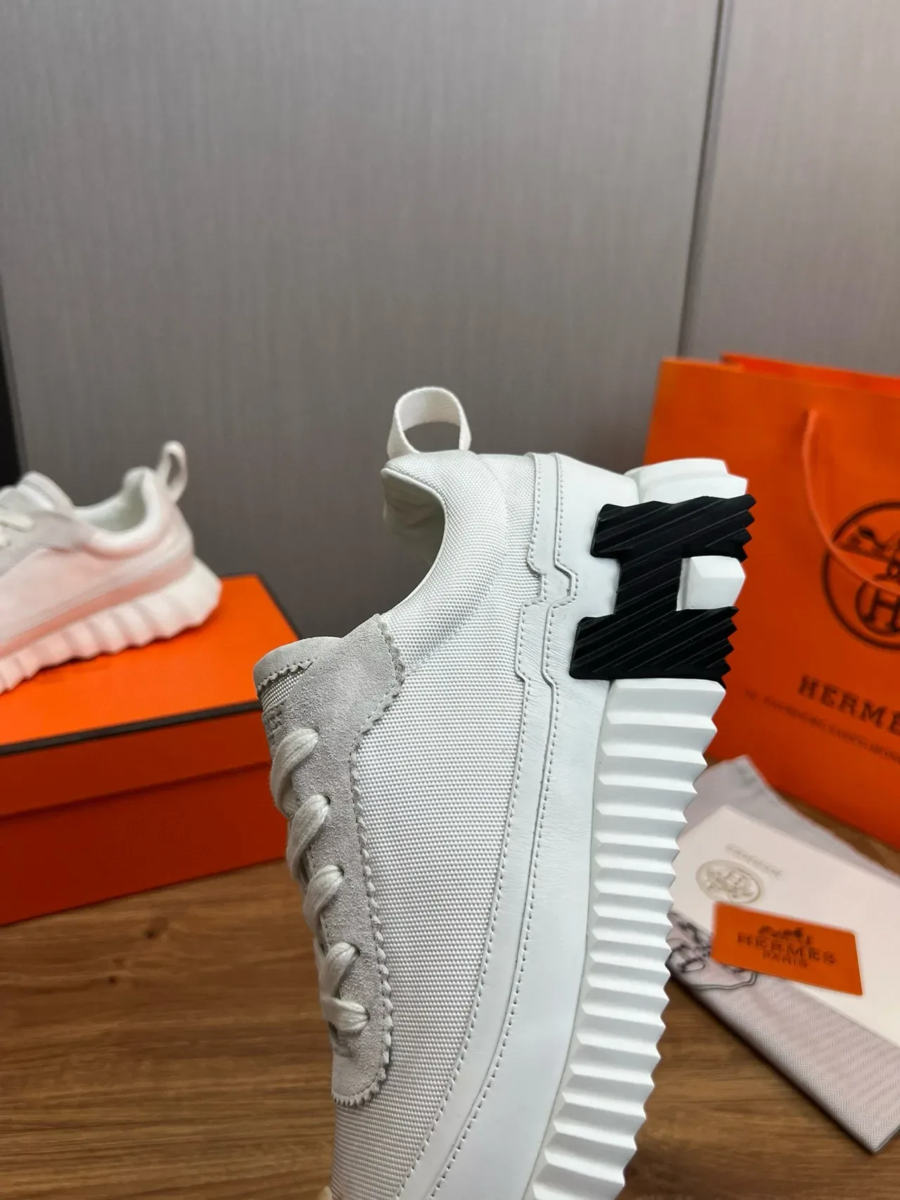 Hermès H-Ride White and Black Lifestyle Sneakers 8