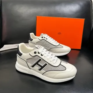 Hermès H-Run Style Off-White and Black Lifestyle Sneakers