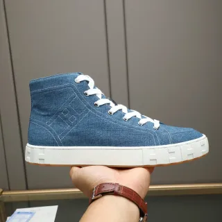Hermès H Sneaker Zapatillas lifestyle de alto con upper de denim azul y blanco