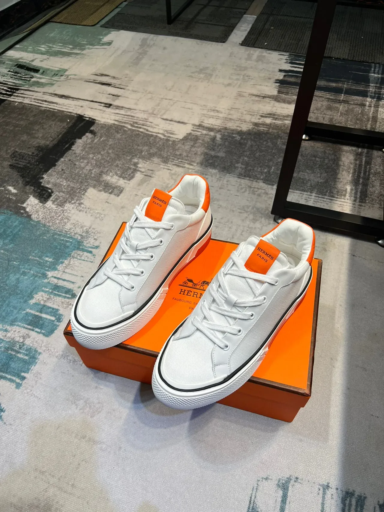 Hermès H-Sneaker White Orange Lifestyle Sneaker 5