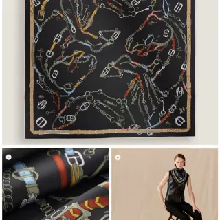Hermès Les Chevaux d'Hermès बहुरंगी अश्वारोही हार्डवेयर सिल्क स्कार्फ