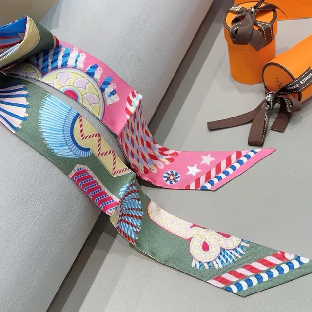 Hermès Multicolor Printed Motifs Silk Scarf 5