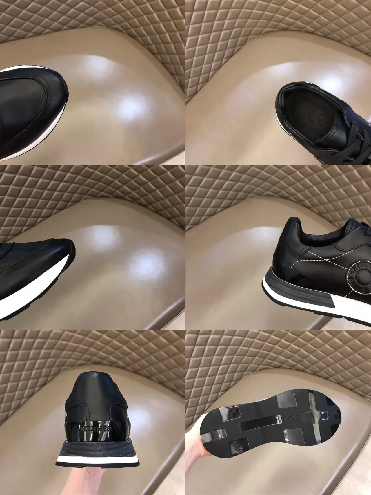Hermès Oran Sneakers Lifestyle Cuir Noir Médaillon 3