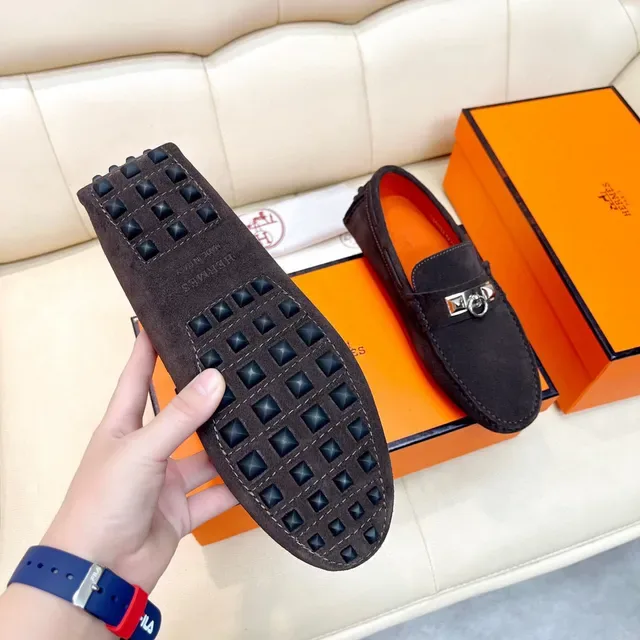 Hermès Oran أحذية لوفرز سوداء من السويدي مع هورس بيت 3