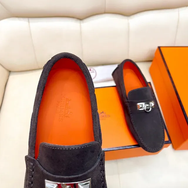 Hermès Oran أحذية لوفرز سوداء من السويدي مع هورس بيت 5