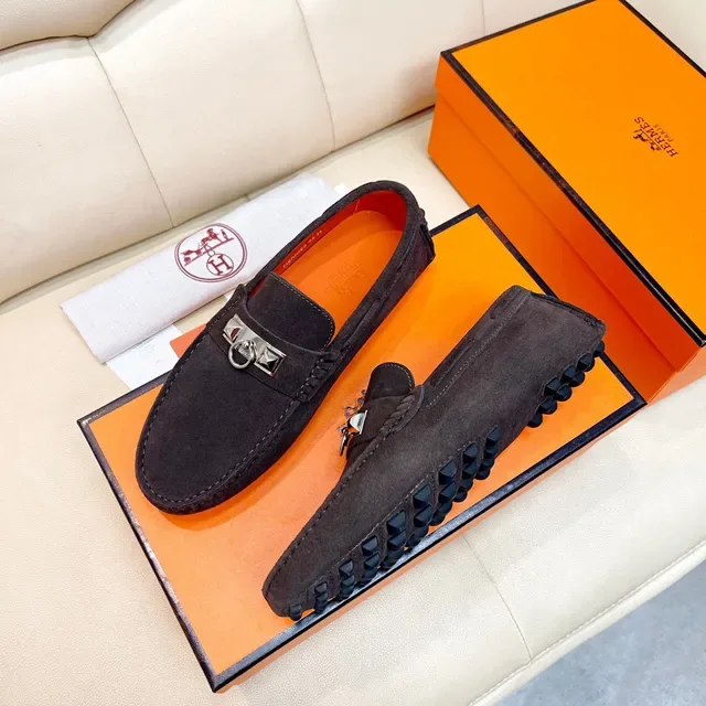 Hermès Oran أحذية لوفرز سوداء من السويدي مع هورس بيت 6