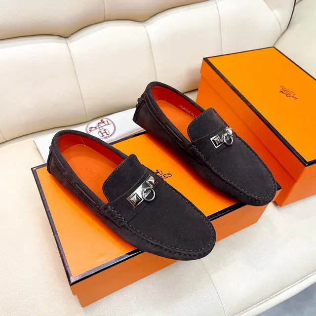 Hermès Oran أحذية لوفرز سوداء من السويدي مع هورس بيت 7