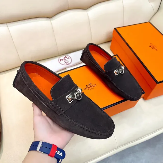 Hermès Oran أحذية لوفرز سوداء من السويدي مع هورس بيت 8