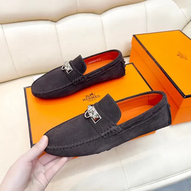 Hermès Oran أحذية لوفرز سوداء من السويدي مع هورس بيت 9