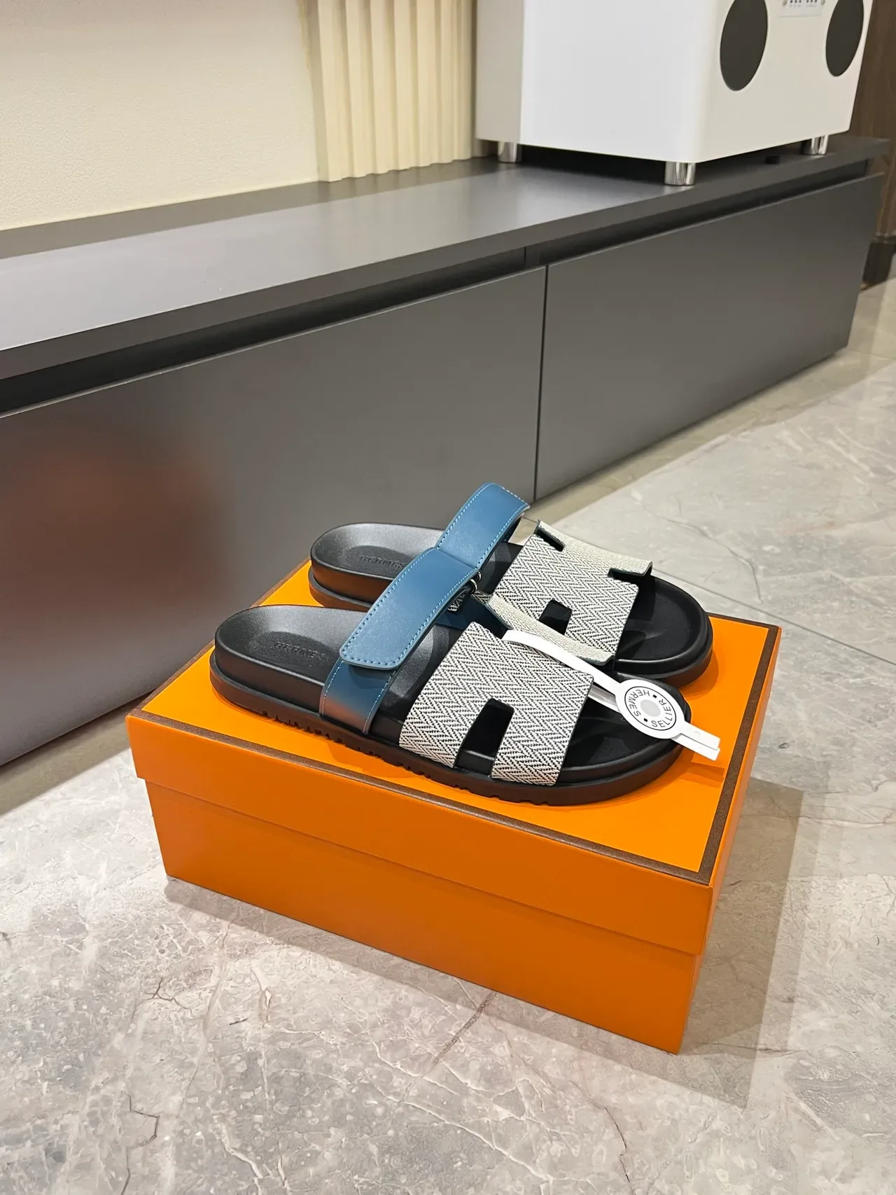Hermès Oran Herringbone Strap Slippers 13