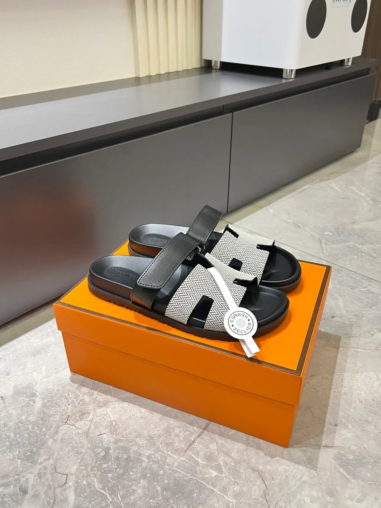 Hermès Oran Herringbone Strap Slippers 17