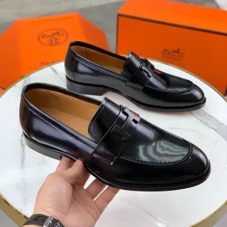 Hermès Oran Loafer Black Patent Leather H-Buckle Loafer