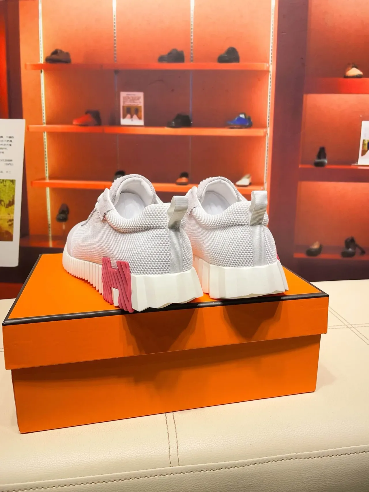 Hermès Oran Sneaker Light Gray White Red Lifestyle Sneakers 2