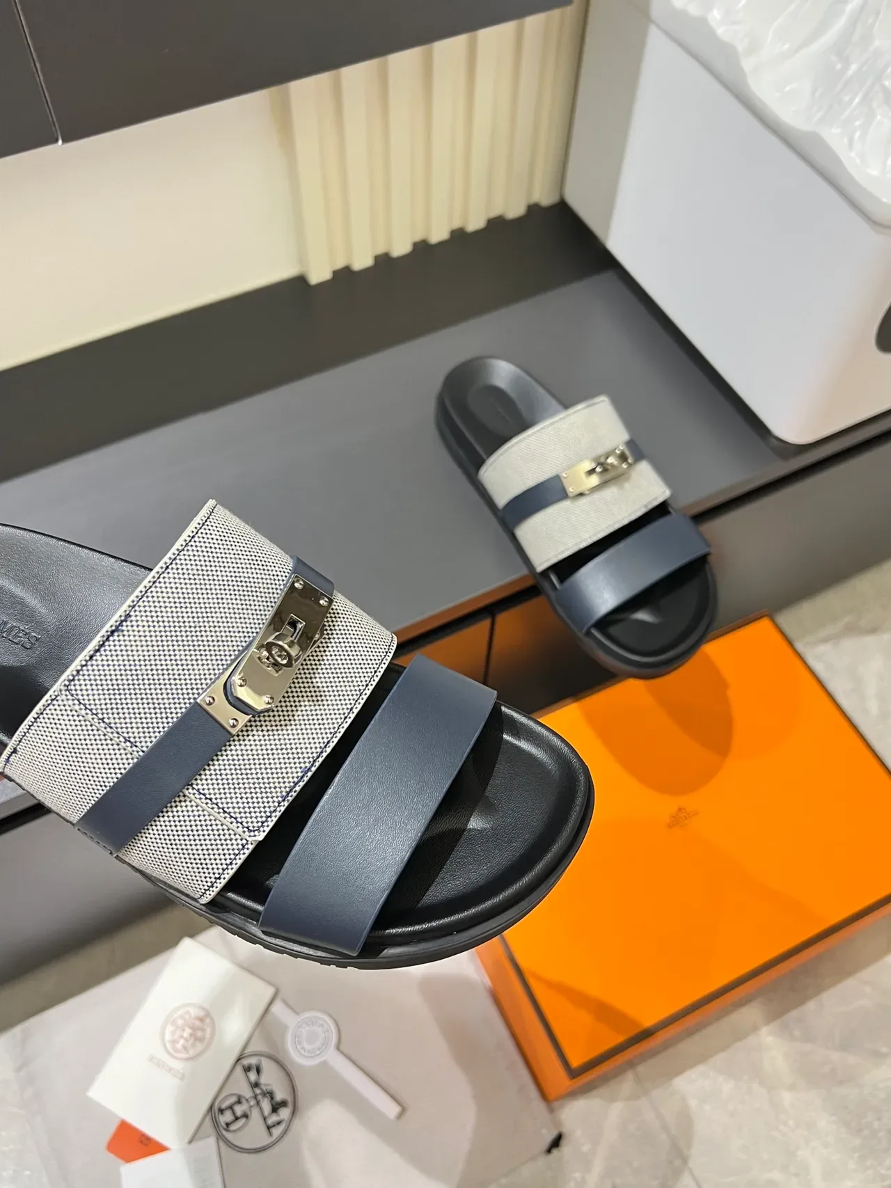 Hermès Oran Two-Strap Slide Slippers 4
