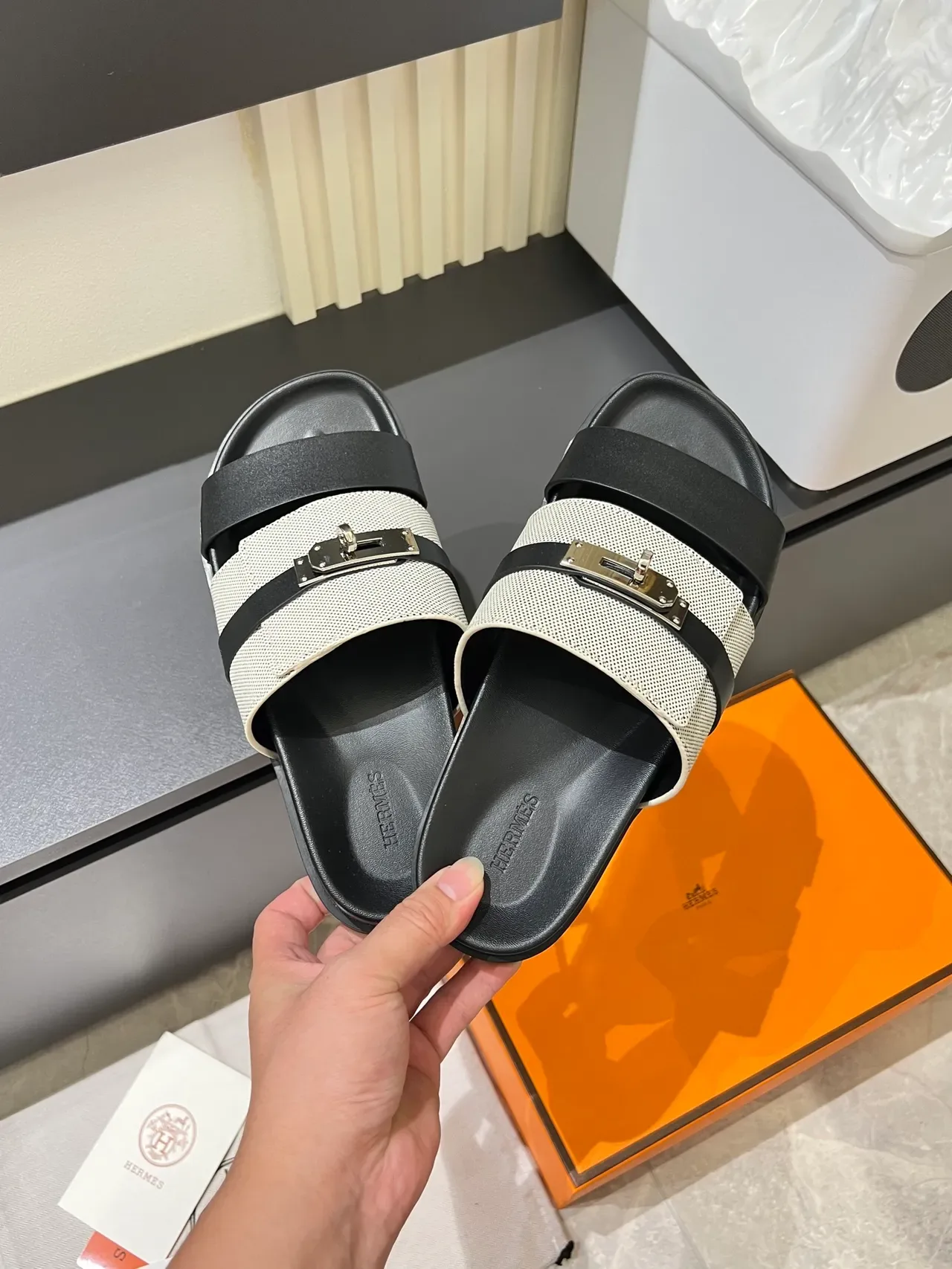 Hermès Oran Two-Strap Slide Slippers 11