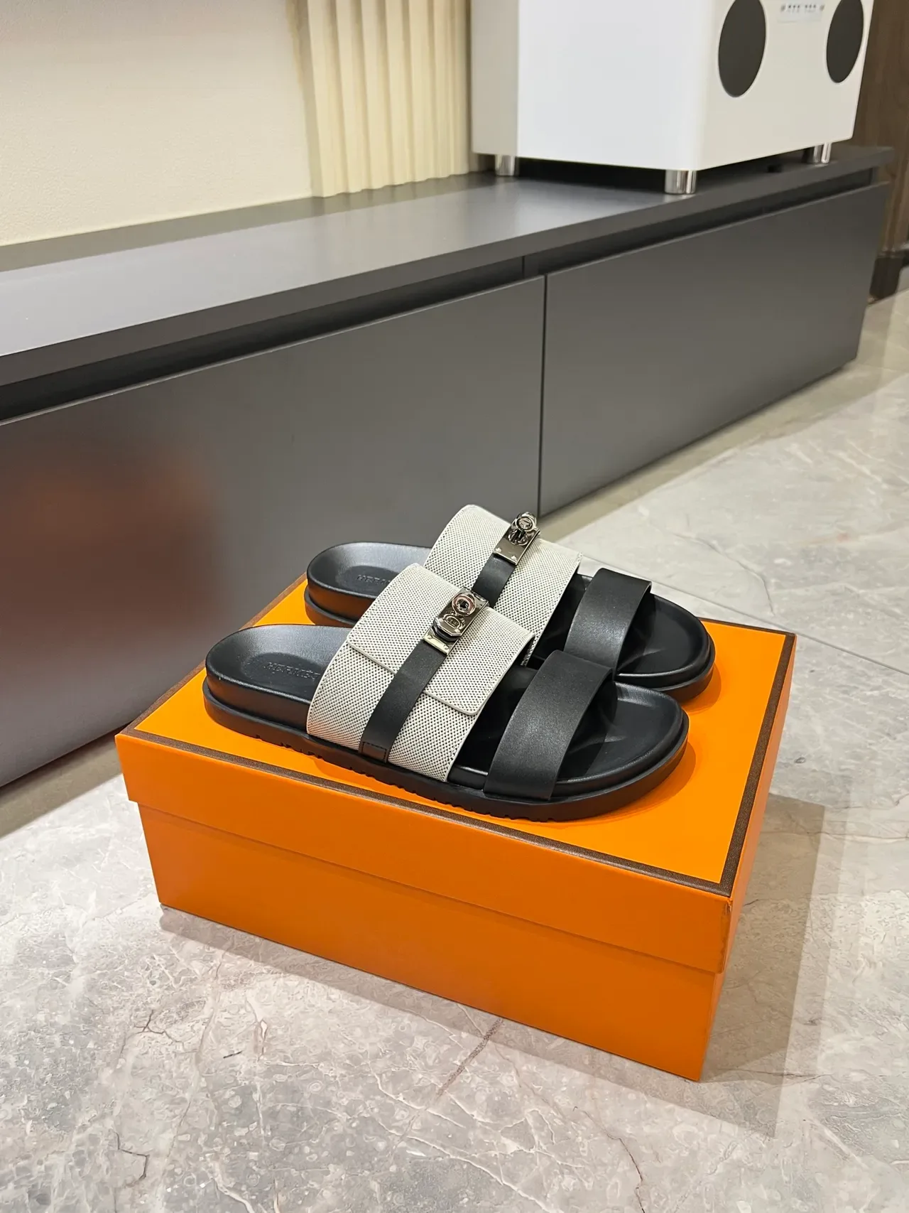 Hermès Oran Two-Strap Slide Slippers 16