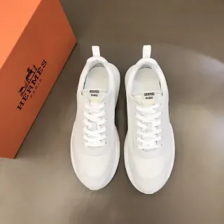 Hermès Sneakers Lifestyle Blanc en Maille et Daim