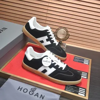Hogan Black White Suede Upper Gum Sole Lifestyle Sneakers