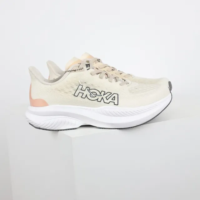 Hoka Beige Blanc Haut en Knit Ingénierie Semelle Intermédiaire Épaisse Amortie Chaussures de Running 3